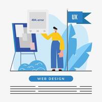 Web design and man with presentation board vector illustration