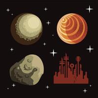 diseño vectorial de conjunto de iconos de espacio y ciencia ficción vector