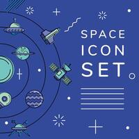 Space icon set in orbit vector design