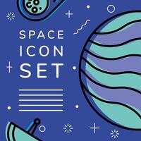 Space planet and icon set vector design