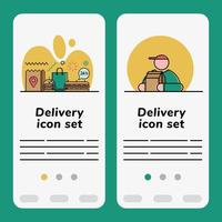 Food delivery icon set banners vector design