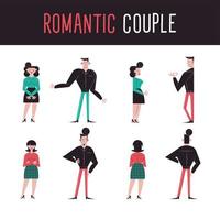 Romantic couple cartoons icon collection vector design