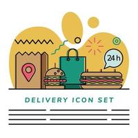 Food delivery icon set vector design