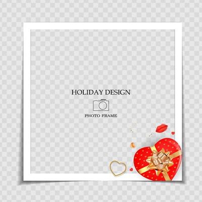 Holiday Background Photo Frame Template. Valentine s Day Love Concept for post in Social Network. Vector Illustration EPS10