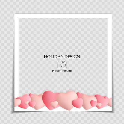 Holiday Background Photo Frame Template. Valentine s Day Love Concept for post in Social Network. Vector Illustration EPS10