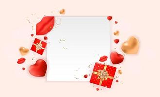 Valentine s Day Background Design. Template for advertising, web, social media and fashion ads. Poster, flyer, greeting card, header for website Vector Illustration EPS10