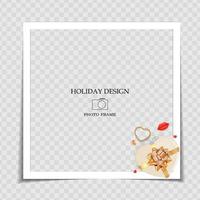 Holiday Background Photo Frame Template. Valentine s Day Love Concept for post in Social Network. Vector Illustration EPS10