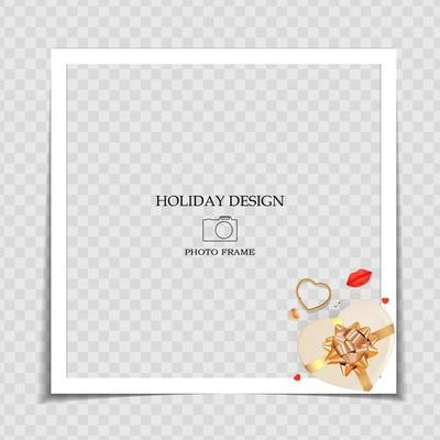 Holiday Background Photo Frame Template. Valentine s Day Love Concept for post in Social Network. Vector Illustration EPS10