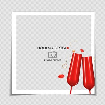 Holiday Background Photo Frame Template. Valentine s Day Love Concept for post in Social Network. Vector Illustration EPS10