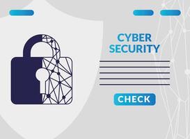 cyber security infographic with circuit in padlock vector