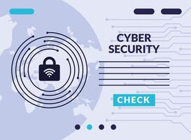 cyber security infographic with wifi signal in padlock vector