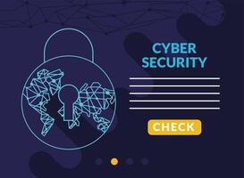 cyber security infographic with earth planet circuit in padlock vector