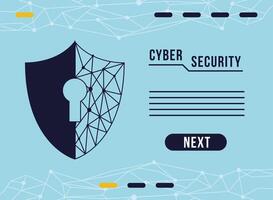 cyber security infographic with key hole and shield vector