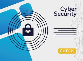 cyber security infographic with wifi waves in padlock and circuit around vector