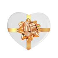 Heart Shaped Box with Bow and Ribbon. 3d realistic design element. Vector Illustration EPS10