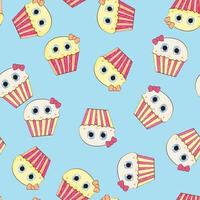 Little Cute Cupcake Seamless Pattern Background. Vector Illustration