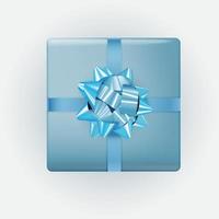 Blue Gift Box with Bow and Ribbon. Vector Illustration EPS10