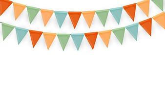 Banner with garland of flags and ribbons. Holiday Party background for birthday party, carnava. Vector Illustration