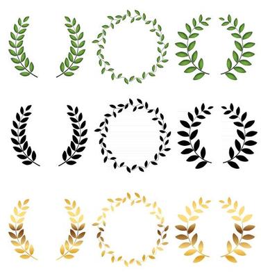 Laurel wreath Collection set isolated on white background. Vector Illustration