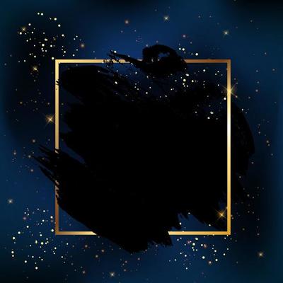 Dark Glossy Night Sky with Stars Background with empty frame for text. Vector Ilustration