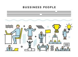 business people team with set icons vector