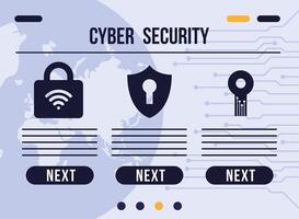 cyber security infographic with set safe icons vector