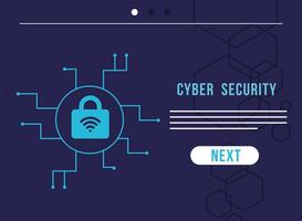 cyber security infographic with padlock and wifi signal vector