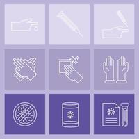 bundle of nine covid19 test set icons vector