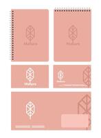 notebooks and bundle of mockup set elements with white background vector