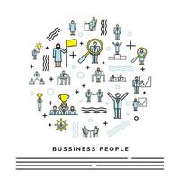 bundle of business people team characters circle vector