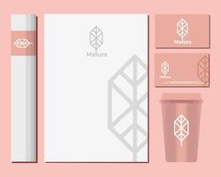 envelopes and bundle of mockup set elements in pink background vector