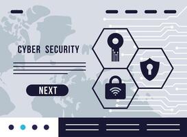 cyber security infographic with safe set icons vector