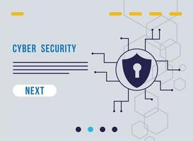 cyber security infographic with key hole in shield and circuit vector