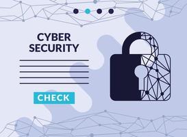 cyber security infographic with padlock and circuit vector