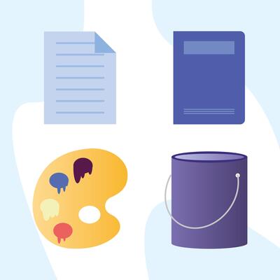 bundle of creative elements set icons