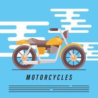 Motocicleta scrambler vehículo de estilo antiguo con letras vector