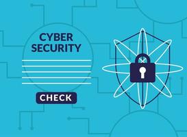 cyber security infographic with shield and padlock vector