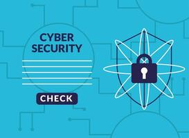 cyber security infographic with shield and padlock vector