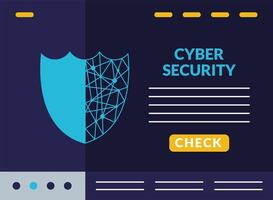 cyber security infographic with circut in shield guard vector