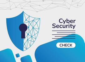 cyber security infographic with shield and key hole vector