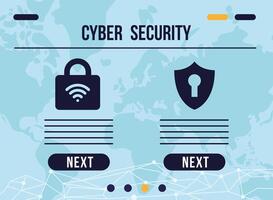 cyber security infographic with padlock and shield icons vector