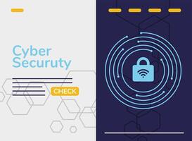 cyber security infographic with wifi in padlock vector