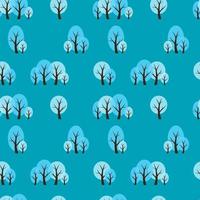 Seamless Pattern Natural Background with Winter Trees. Vector Illustration