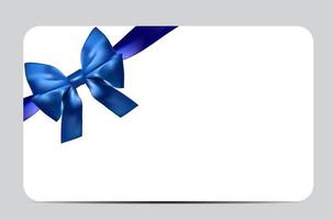 Blank Gift Card Template with Blue Bow and Ribbon. Vector Illustration for Your Business