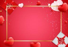 Love Valentines Day Background with Hearts. Vector Illustration