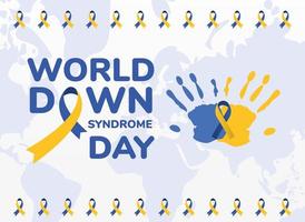 world down syndrome day ribbon on hand prints vector design