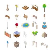 bundle of twenty five park Isometric style icons vector