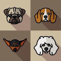 four dogs pets mascots breed characters vector