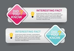 Did you know interesting fact label sticker set. Vector Illustration