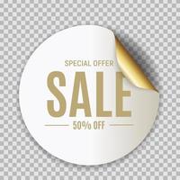 Abstract Circle Sale Golden Sticker Vector Illustration